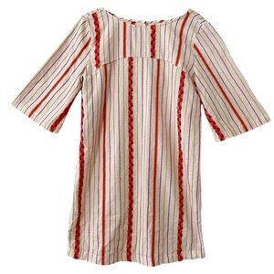 Cotton Embroidered Fiesta Dress Pink Orange Vertical Stripe Size XS Lou & Grey